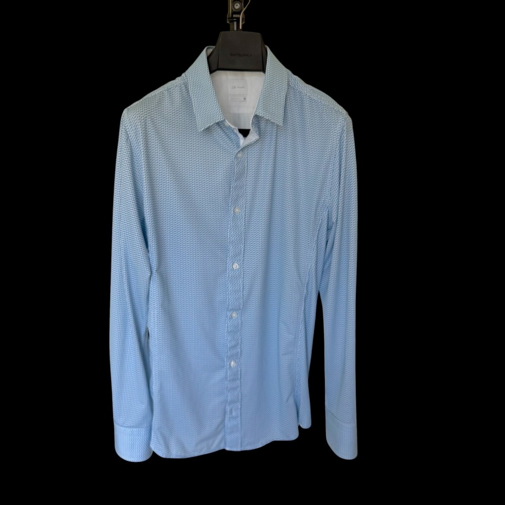 JB Holt Tailored Long Sleeve Button Down Shirt Blue Geometric TS002808M M